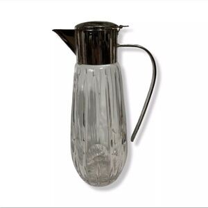 Antique German Mussbach Silver Plate Crystal Claret Jug 10” Vintage‎ Barware